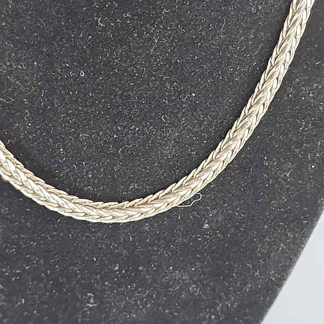 Vintage FoxTail Necklace Silver Magnetic Clasp Braided Rope Chain