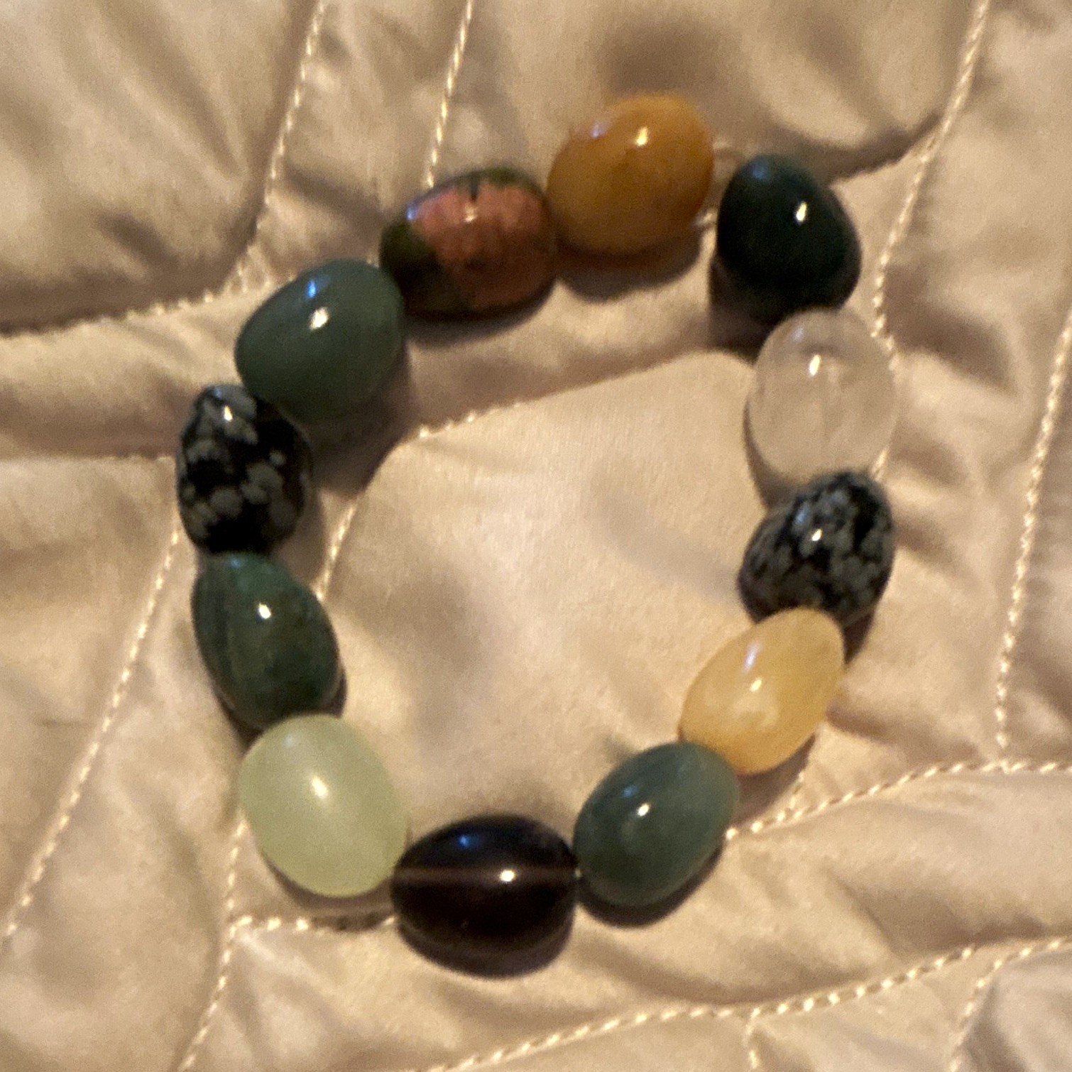 Stretch Beaded Bracelet Multicolor Assorted Gemstone Oval & Round Stone Beads
