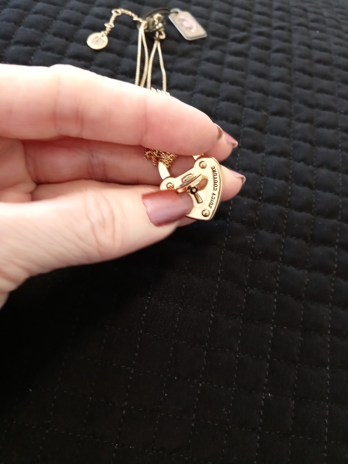 Vintage Juicy Couture Dual Strand Gold Plated Heart Padlock Necklace New in Box