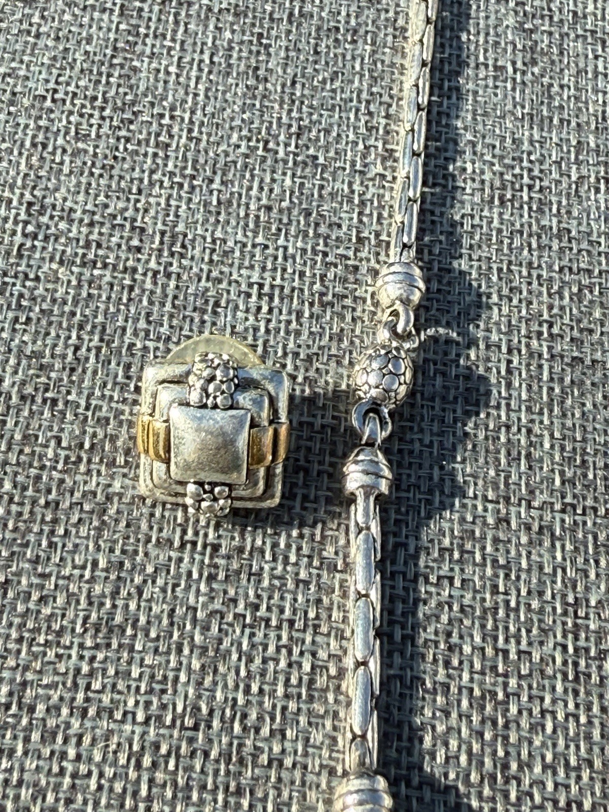 Silver & Gold Toned 17.5” Chain w/ Pendant & Matching Earring Set Ornate