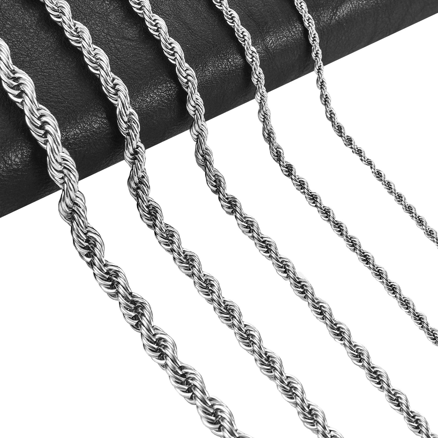 925 Sterling Solid Silver 4MM Twisted Rope Chain Necklace 16″ – 24″ Mens Womens
