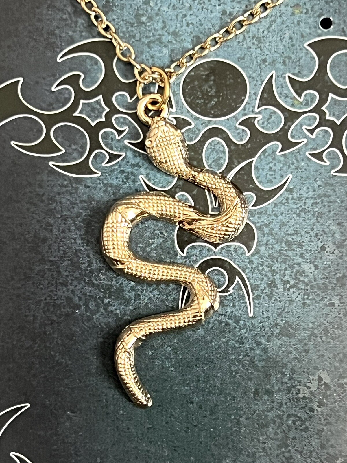 Snake Serpent Reptile Gold Tone Pendant Chain Necklace Fashion Jewelry NEW