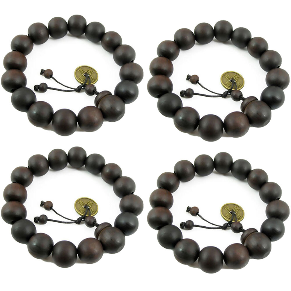 4PCS 12MM Wooden Men’s Buddha Buddhist Prayer Beads Tibet For Mala Bracelet NEW