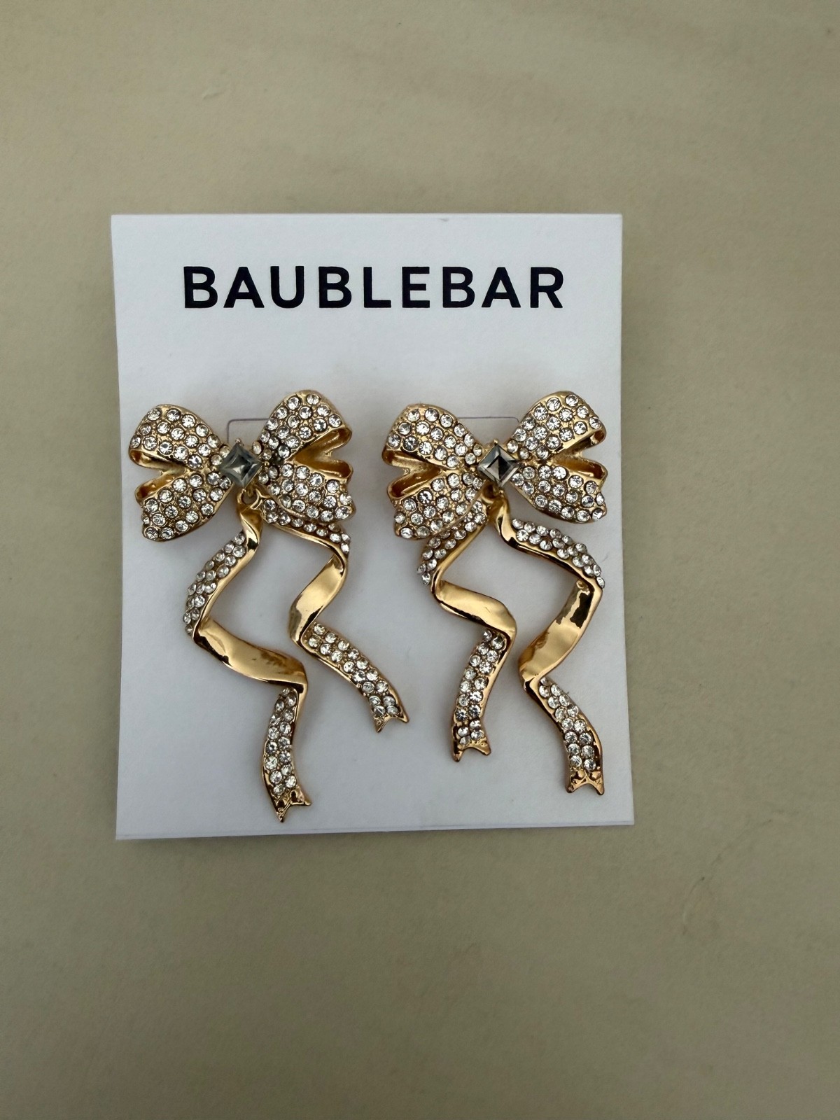 baublebar earrings gold/diamonds bows