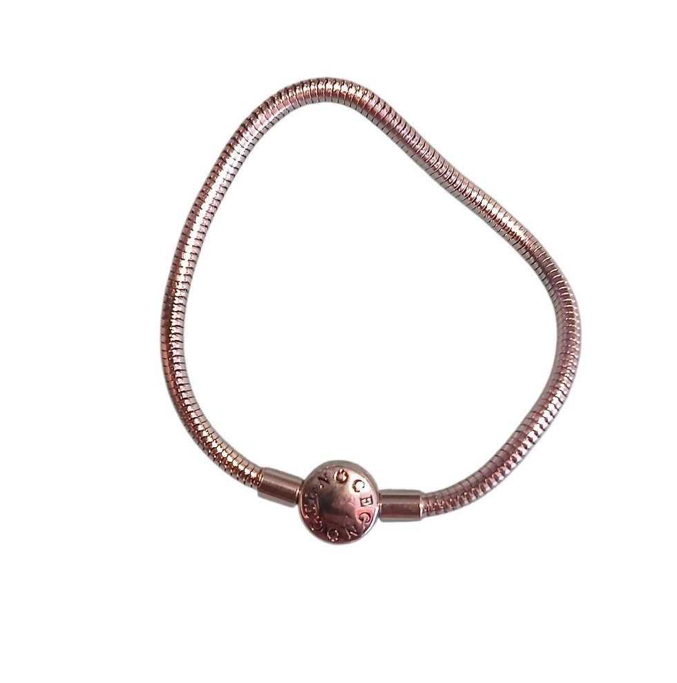 GNOCE Charm Bracelet 17cm Stainless Steel Snake Chain Round Clasp