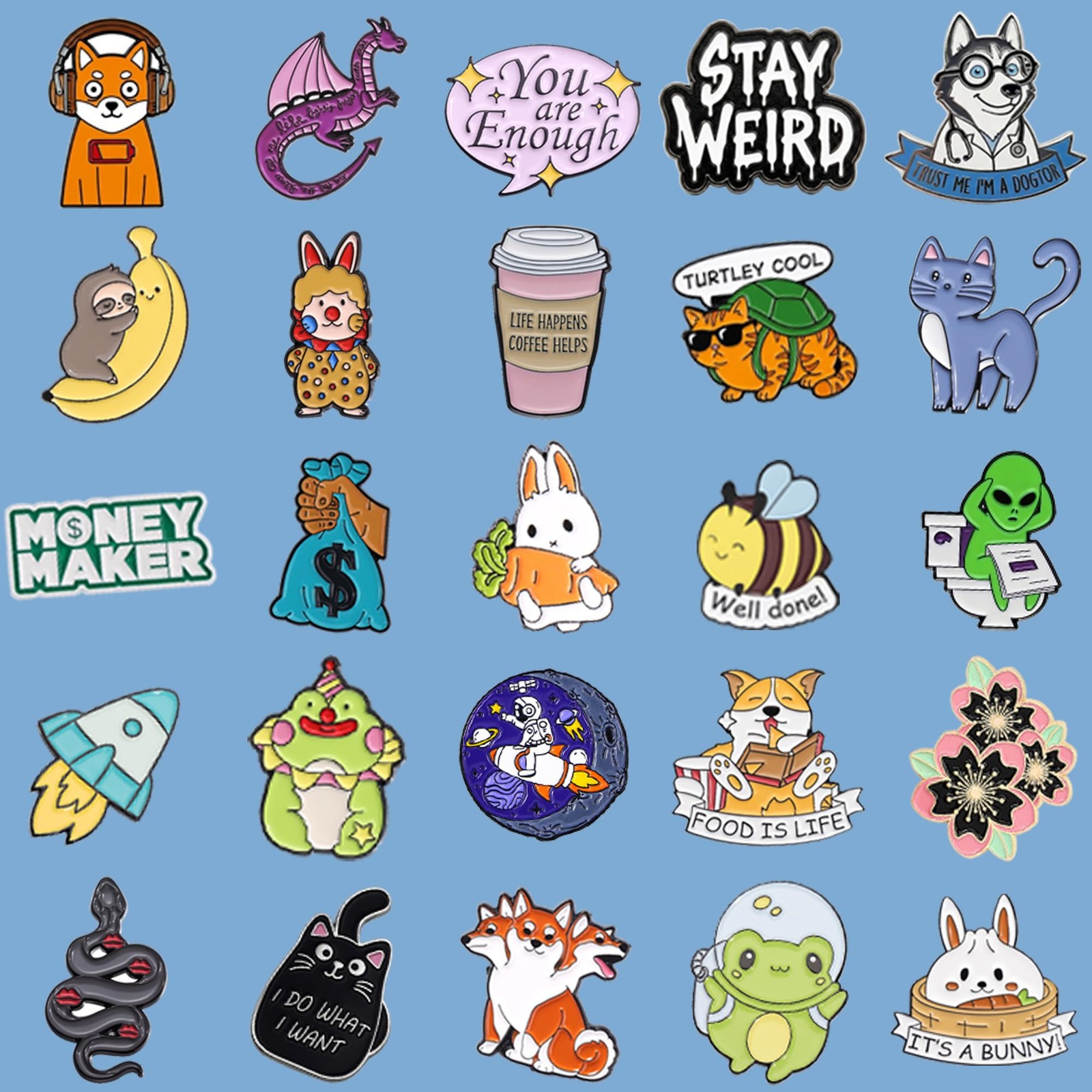 20/40/50 PCS Cute Enamel Pins Bulk, Funny Backpack Pins Aesthetic Lapel Badge…