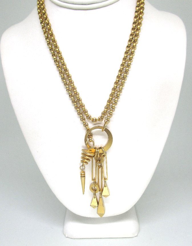 MODERNEST Goldtone Bolo Necklace 74.9 grams 34 1/2” chain plus pendants