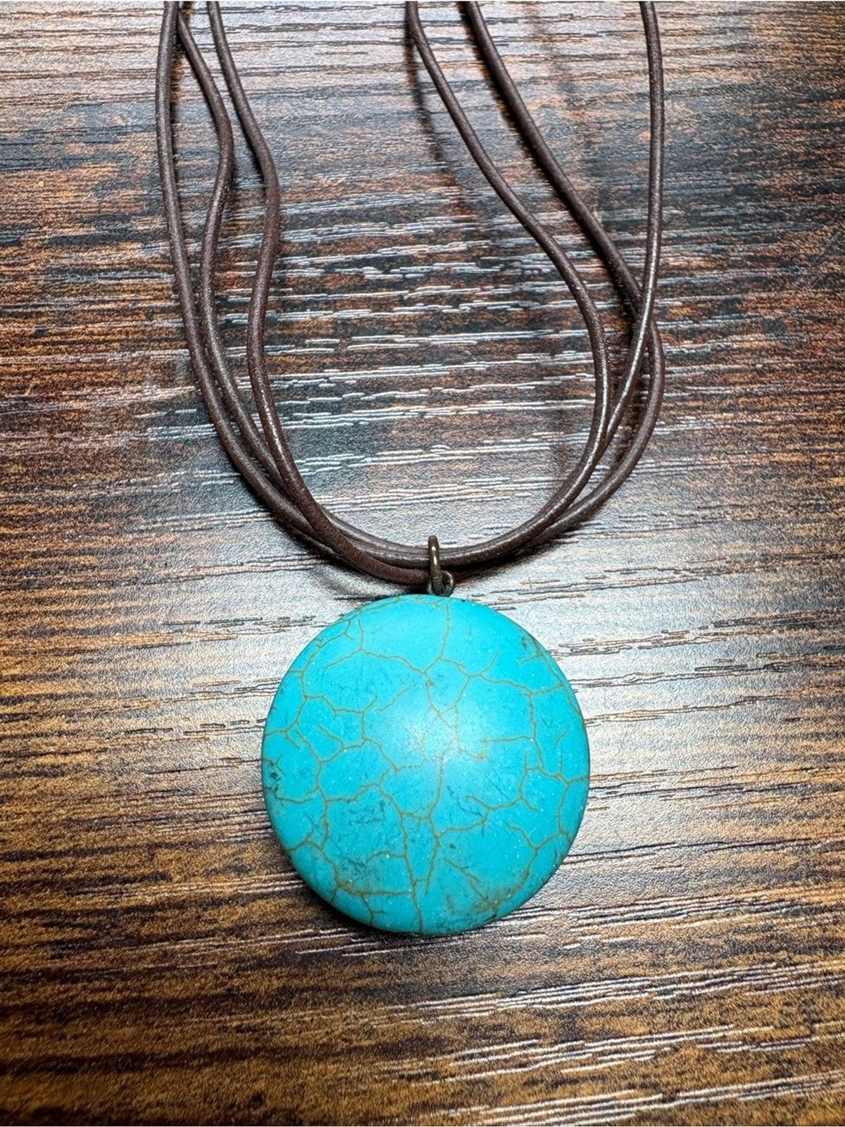 Athens Protasis Bobo Necklace with Round Turquoise Pendant Made in Athens