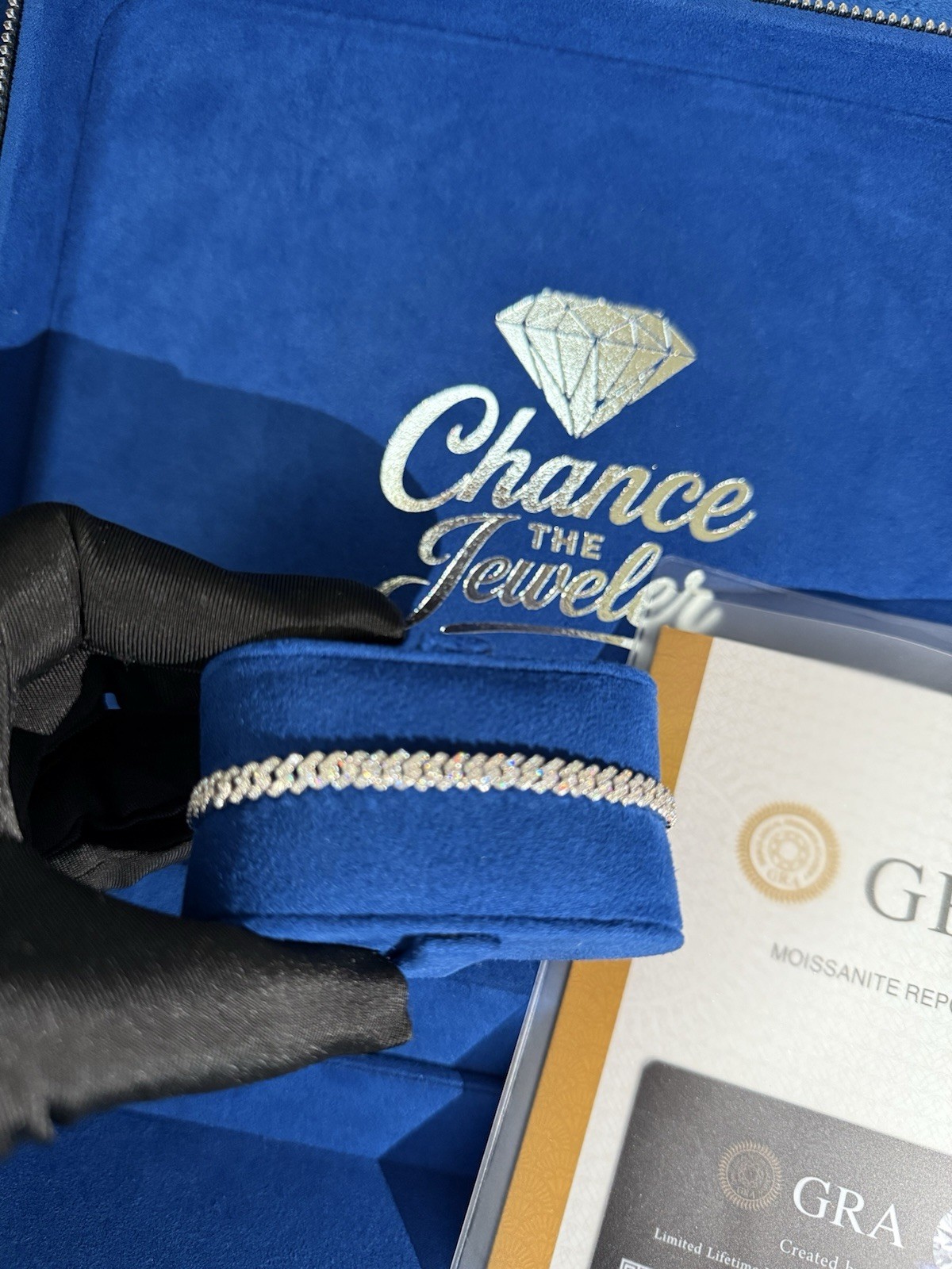 ✅Moissanite miami Prong Chain Iced 925 Silver bracelet
