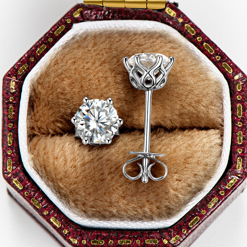 Unisex Certified Moissanite 5mm 6.5mm Round Cut Studs Earrings M175