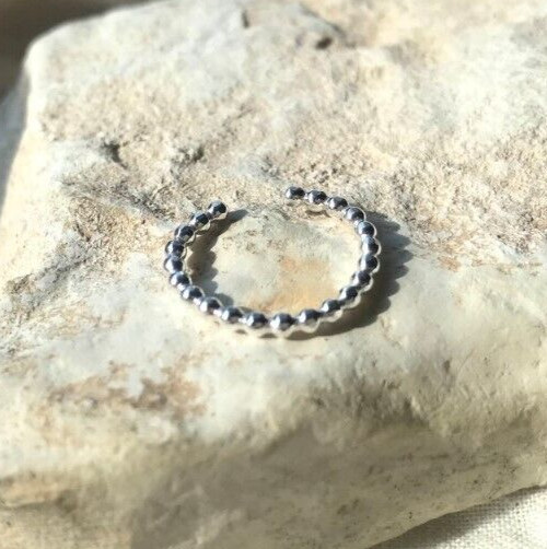 Solid Metal Women’s Birthday Gift 925 Silver Adjustable Beaded Toe Ring