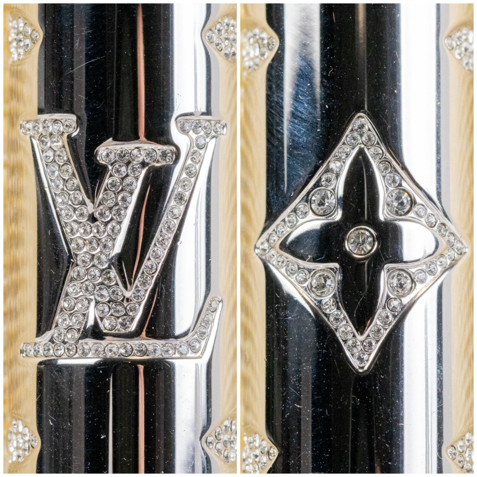 Louis Vuitton Monogram Strass Pill Case Pendant M68248 Silver Plate LV Auth Men