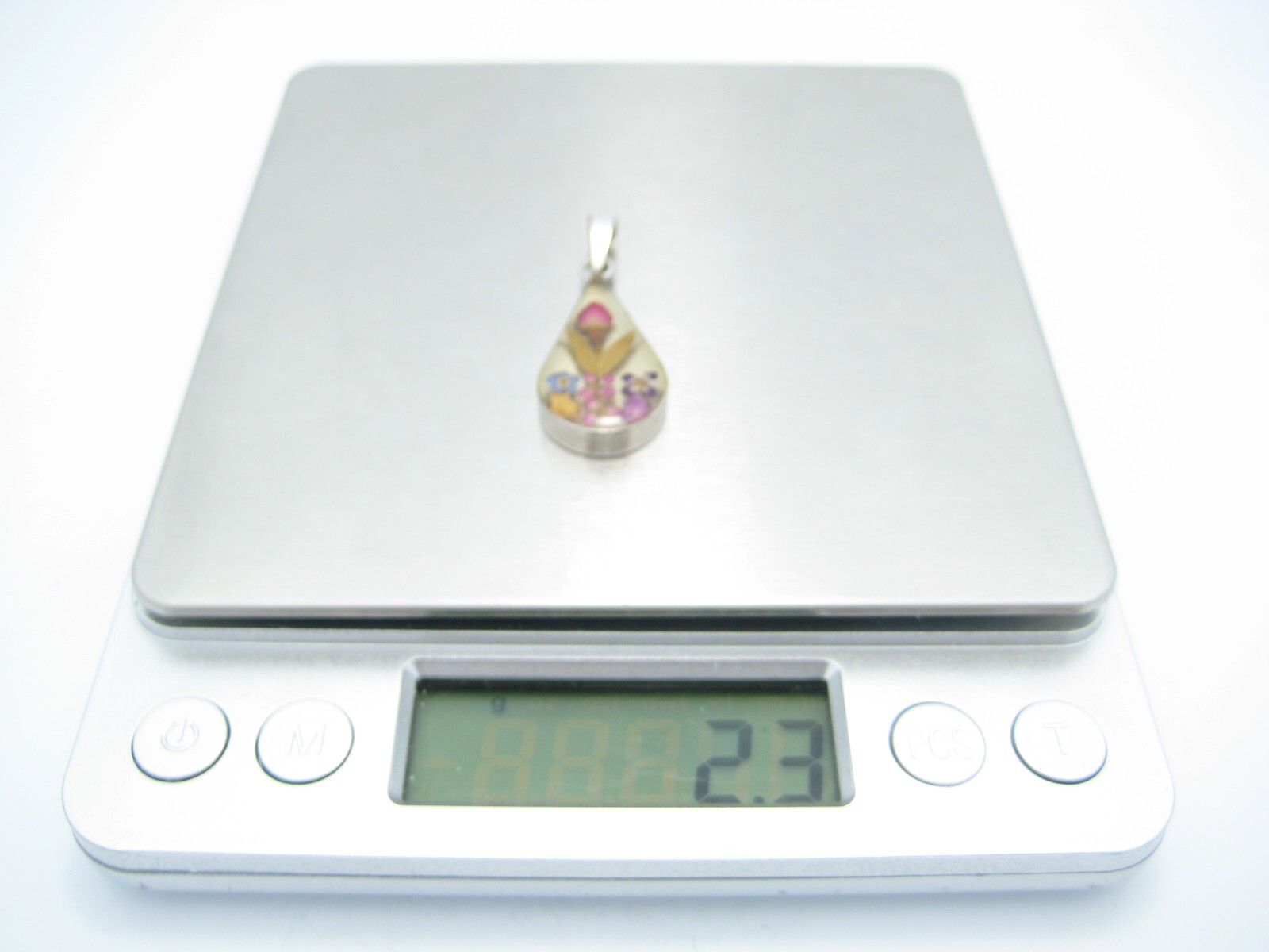 ATI Sterling Silver Resin Flower Pendant Or Charm