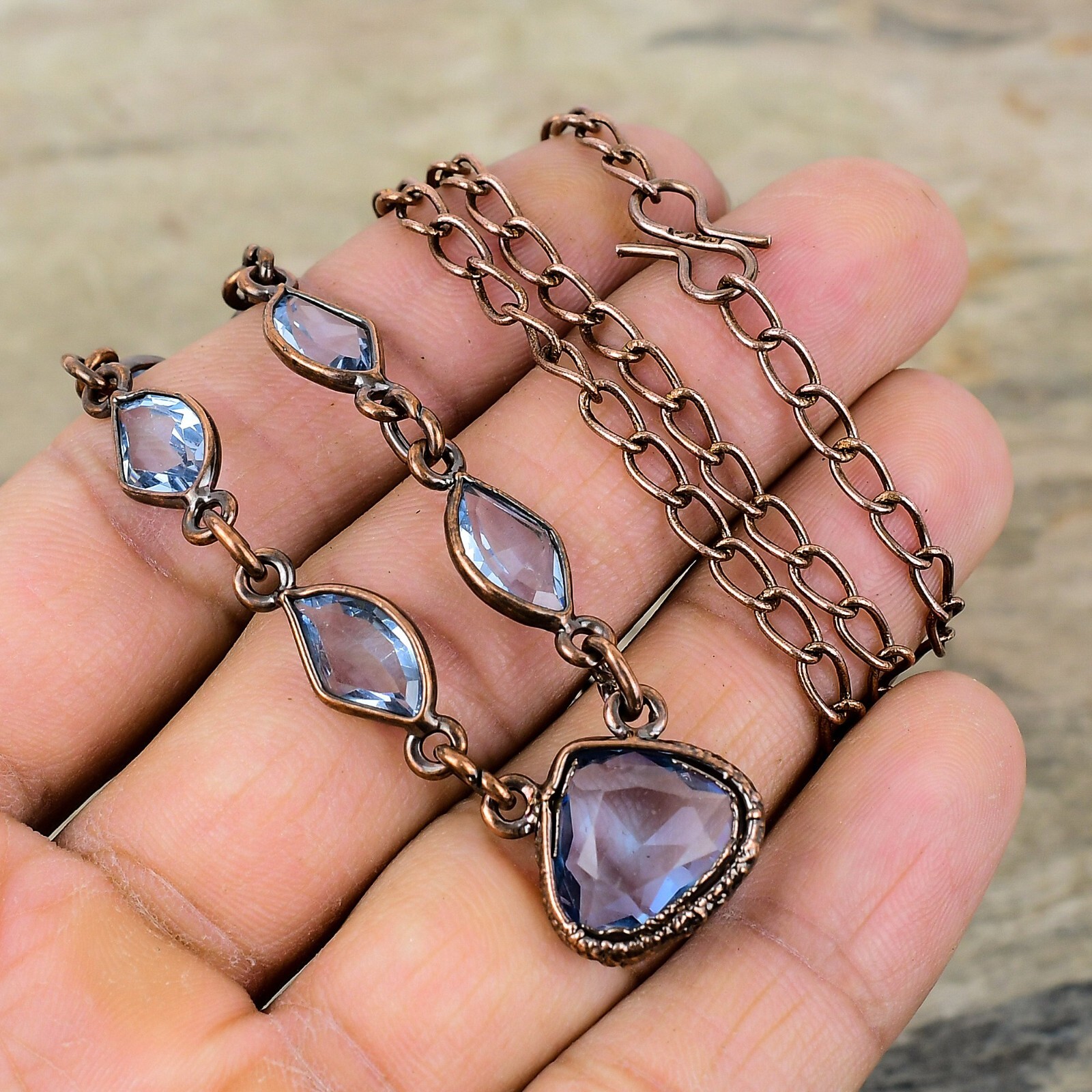 Tanzanite Quartz Copper Gift For Mom Electroformed Adjustable Necklace 18.0″