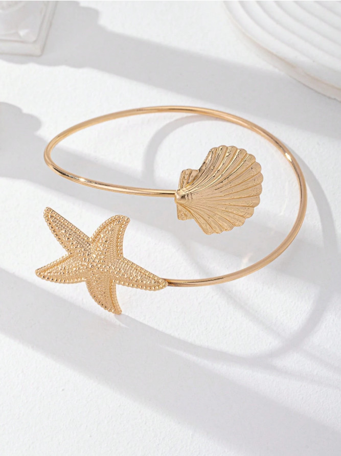 Shell & Starfish Upper Arm Bracelet for Women Summer Beach Body Jewelry