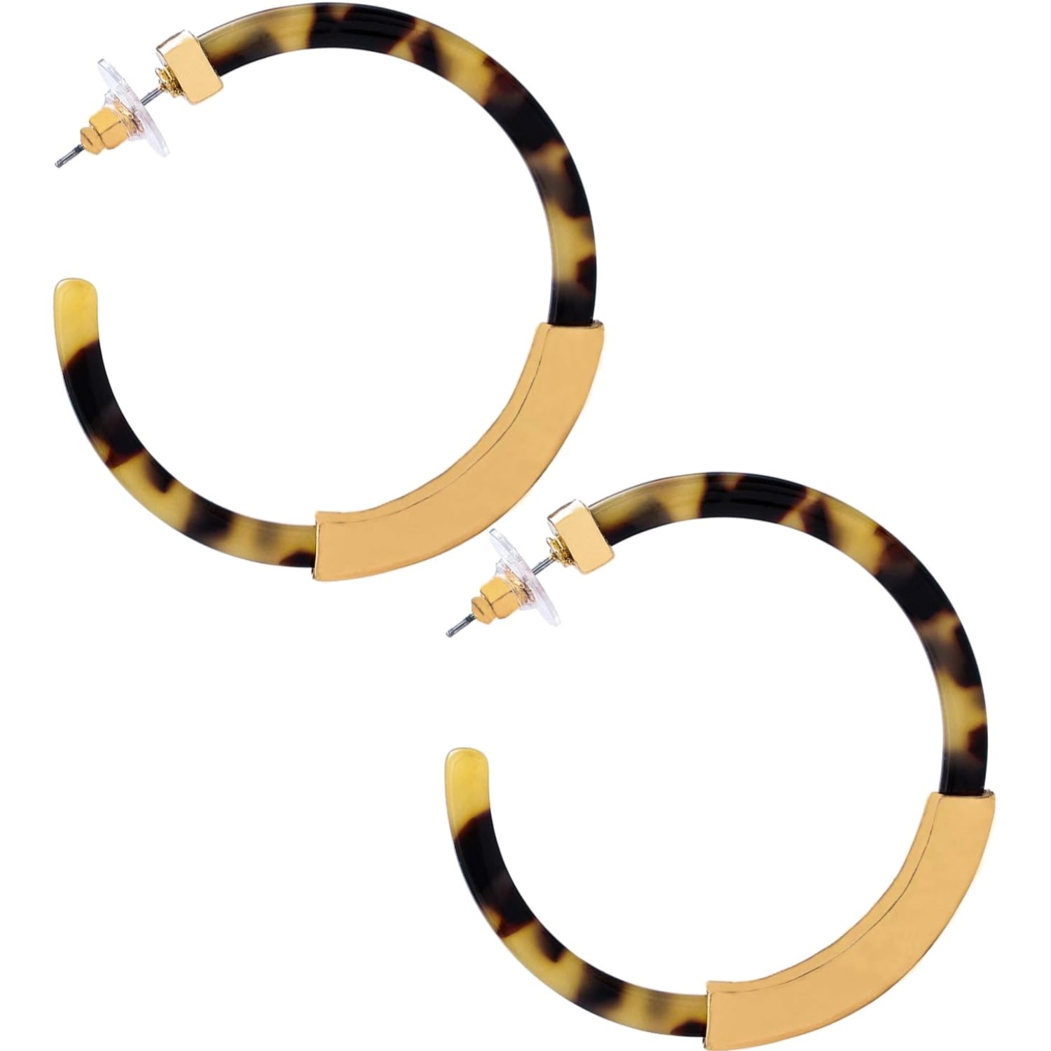 Hoop Earrings Geometry Acrylic Resin Tortoise Shell Mottled Statement