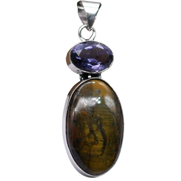 Tiger Eye & Other Natural Gemstone Ethnic Pendant Jewelry 2″ J 1465