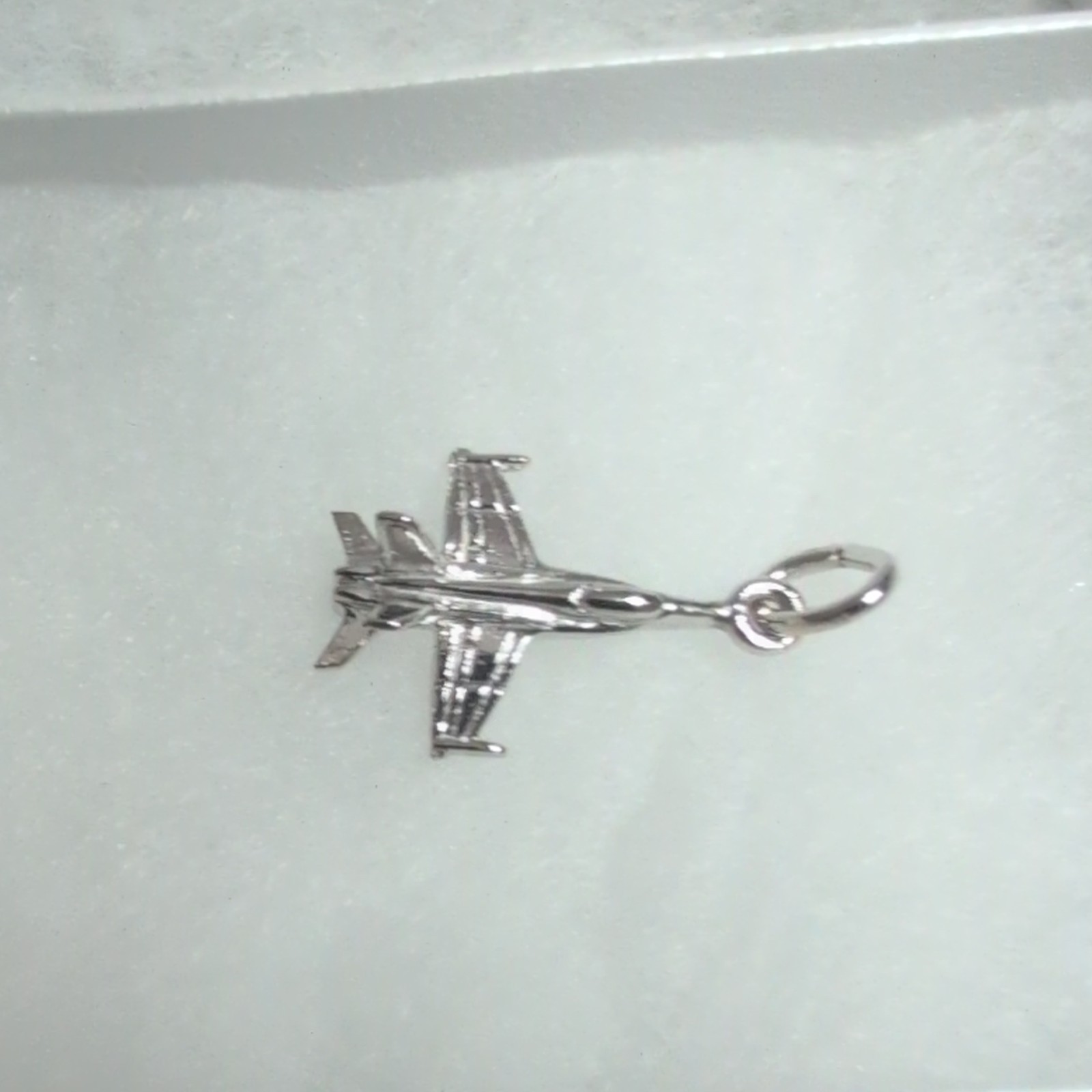 Silver F-14 Airplane Dangle Charm Pendant, Spring Ring Closure, Transportation