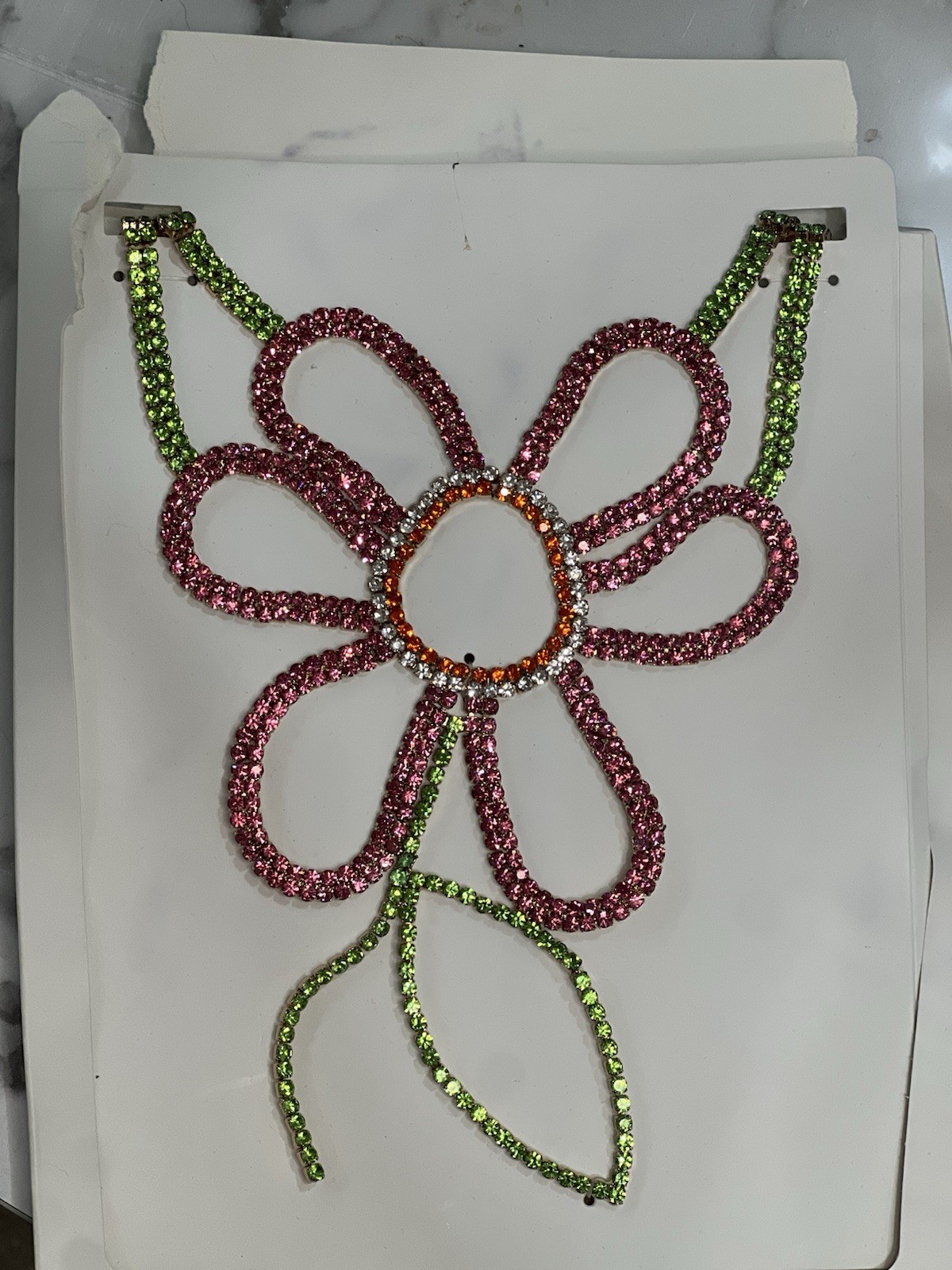 New ZARA Daisy Rhinestone Statement Necklace Special Occasion Unique Y1114e