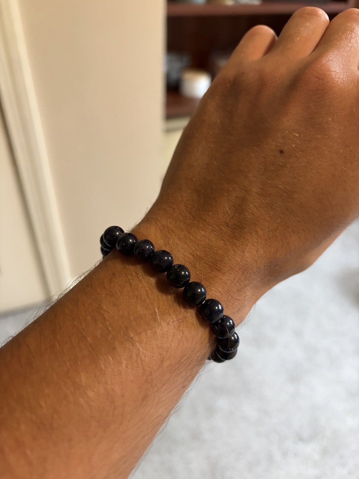 Blue Sandstone Crystal Bead Bracelet