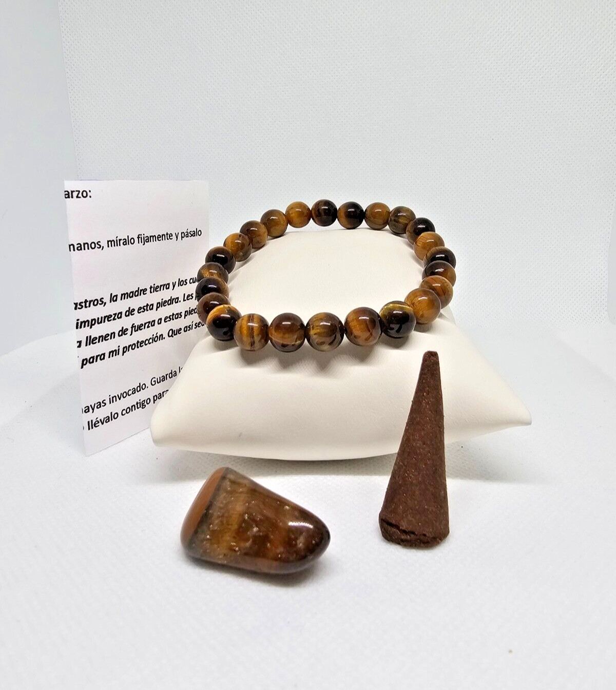 PULSERA OJO DE TIGRE MAS PIEDRA CUARZO PROTECCION BUENA SUERTE