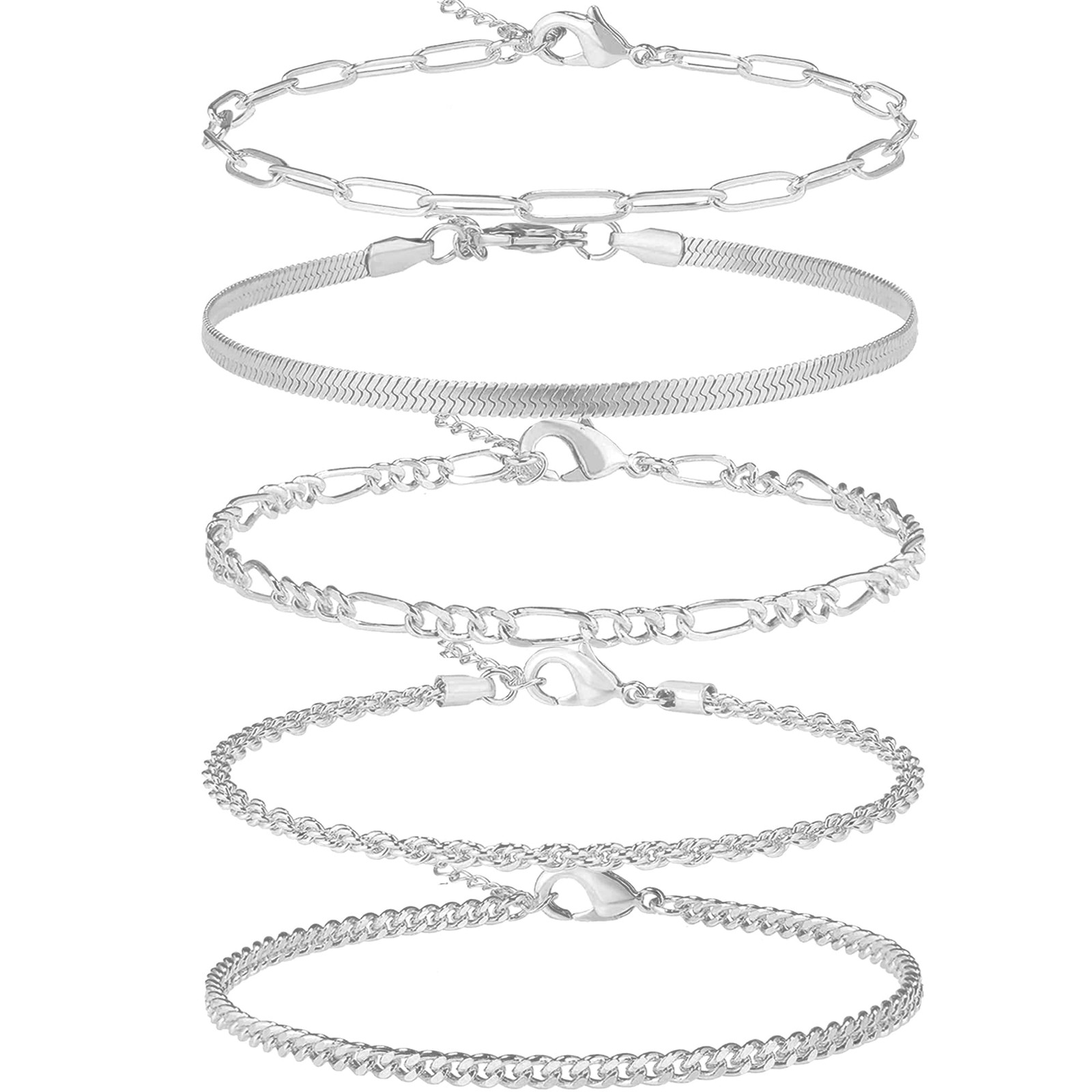 AOZEL Ankle Bracelets for Women, 925 Silver 9 inch Average Size Ankle,