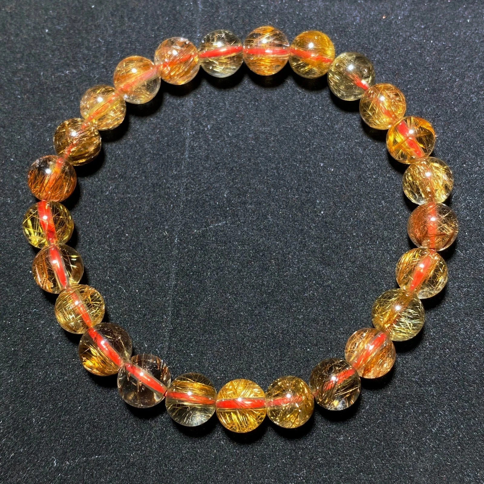 7.8mm Natural Red Copper Quartz Crystal Beads Bracelet C1795