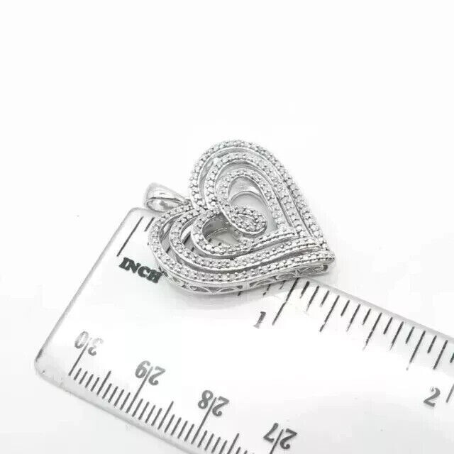 2Ct Round Cut Simulated Diamond Heart Shape Fancy Pendant 14k White Gold Plated