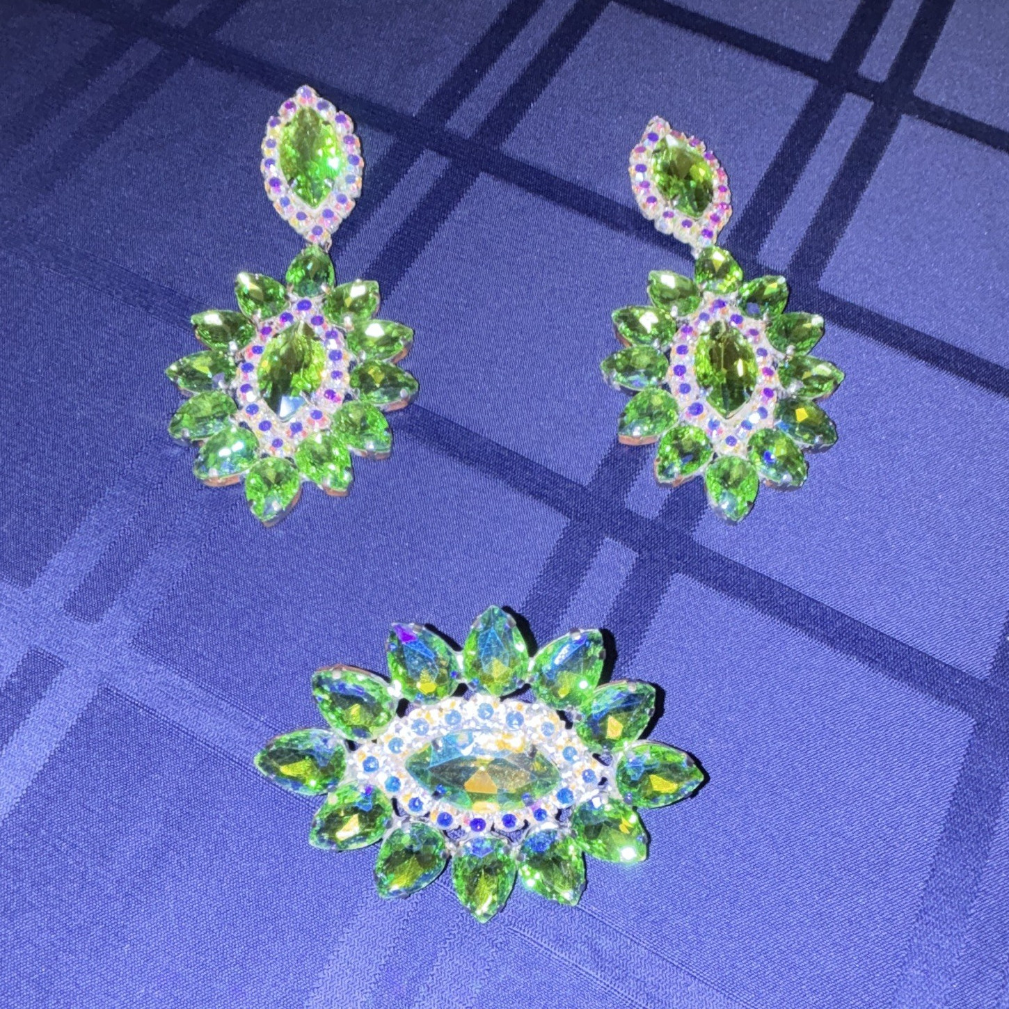 Aqua/ AV Marquise Crystal Rhinestone Flower Cocktail Statement Adjustable Ring