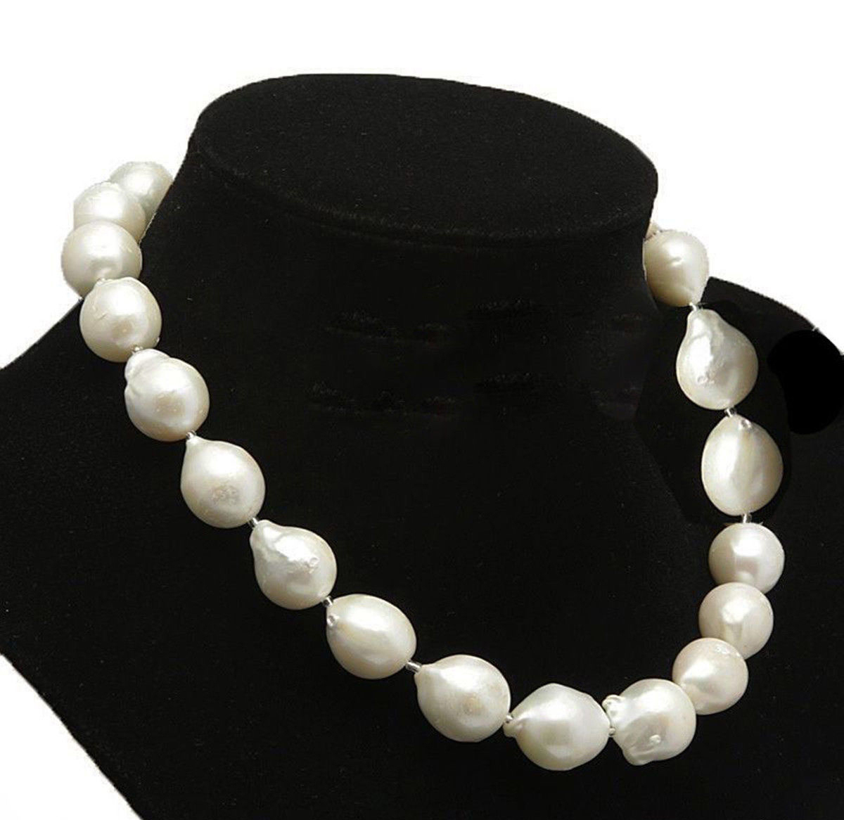 HUGE 13-15MM WHITE SOUTH SEA REAL BAROQUE KESHI PEARL NECKLACE 18″ JEWELRY