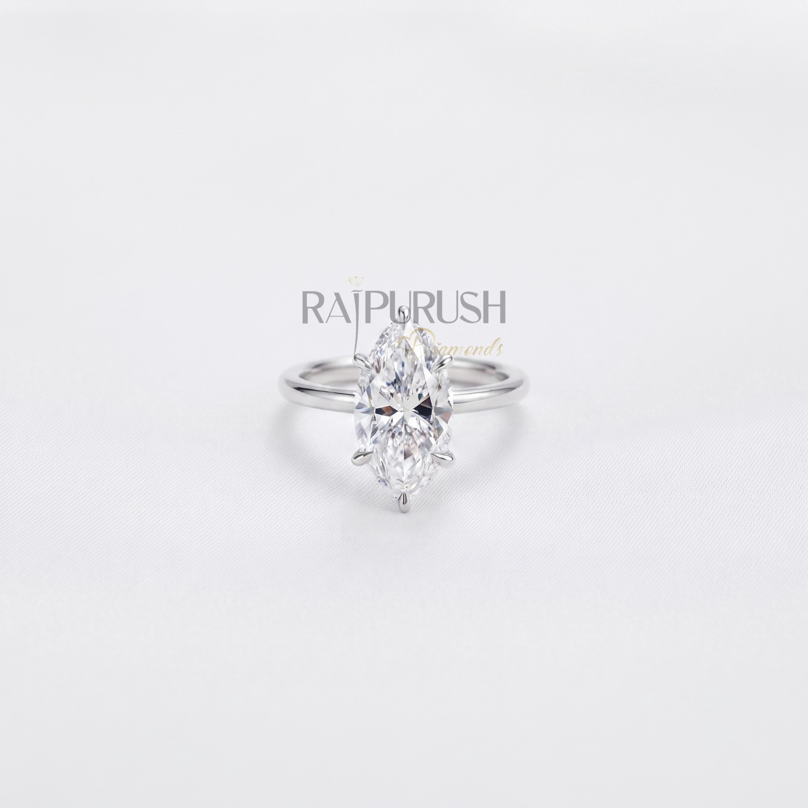 Marquise Cut Moissanite Engagement Ring -Sterling Silver Solitaire Promise Ring