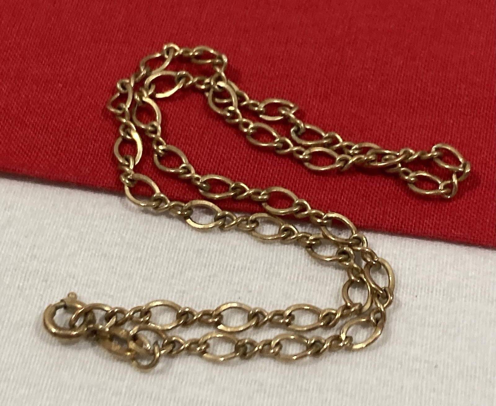 Vintage A 1/20 14k GF Gold Filled Oval Infinity Link Chain ANKLET Signed 10.25”