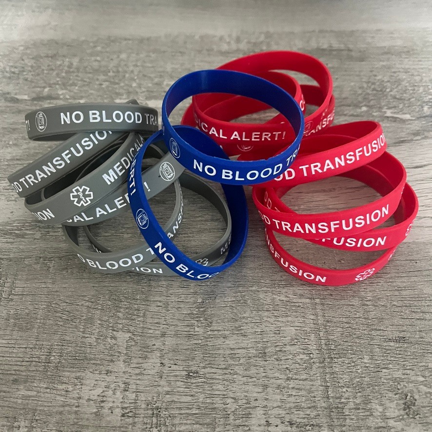LOT OF 15 Medical Alert No Blood Transfusion Silicone Bracelets AS IS