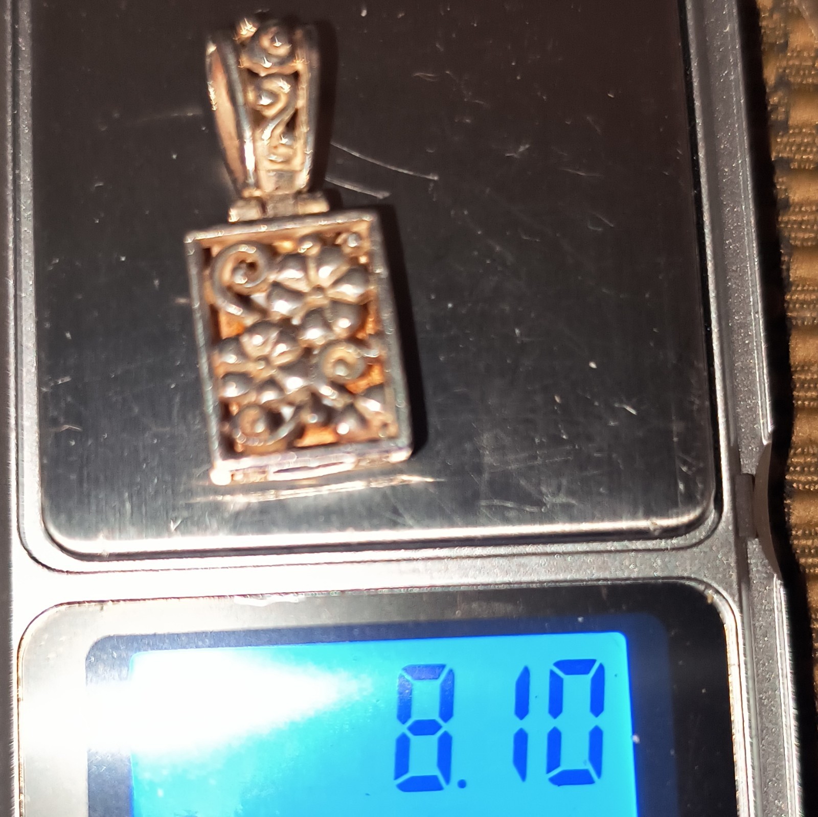 Silver Rectangle Pendant White Mother of Pearl/Abalone Bezel Set Shell Inlay