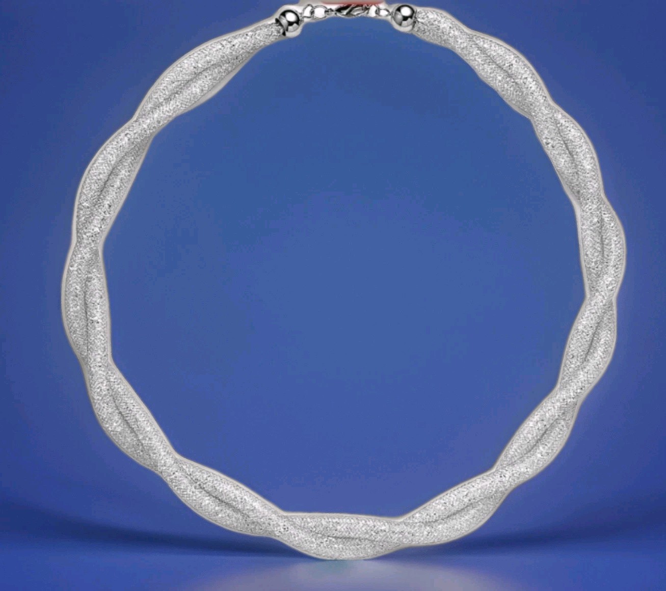 Swarovski Style Austrian Stardust Crystal Double Strand Twisted Necklace Silver