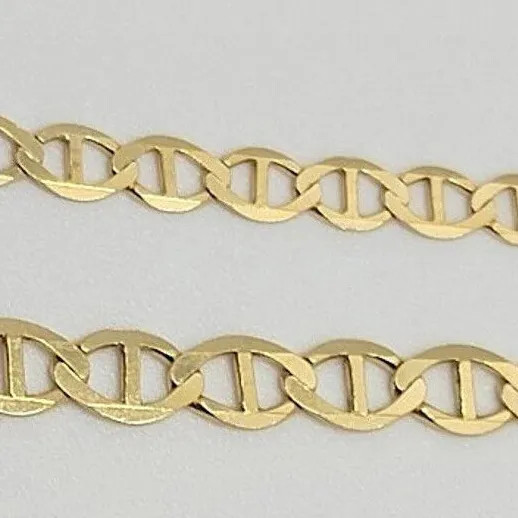 10K Solid Yellow Gold Link Chain Bracelet Necklace 3.2mm~6mm Size 7″~26″
