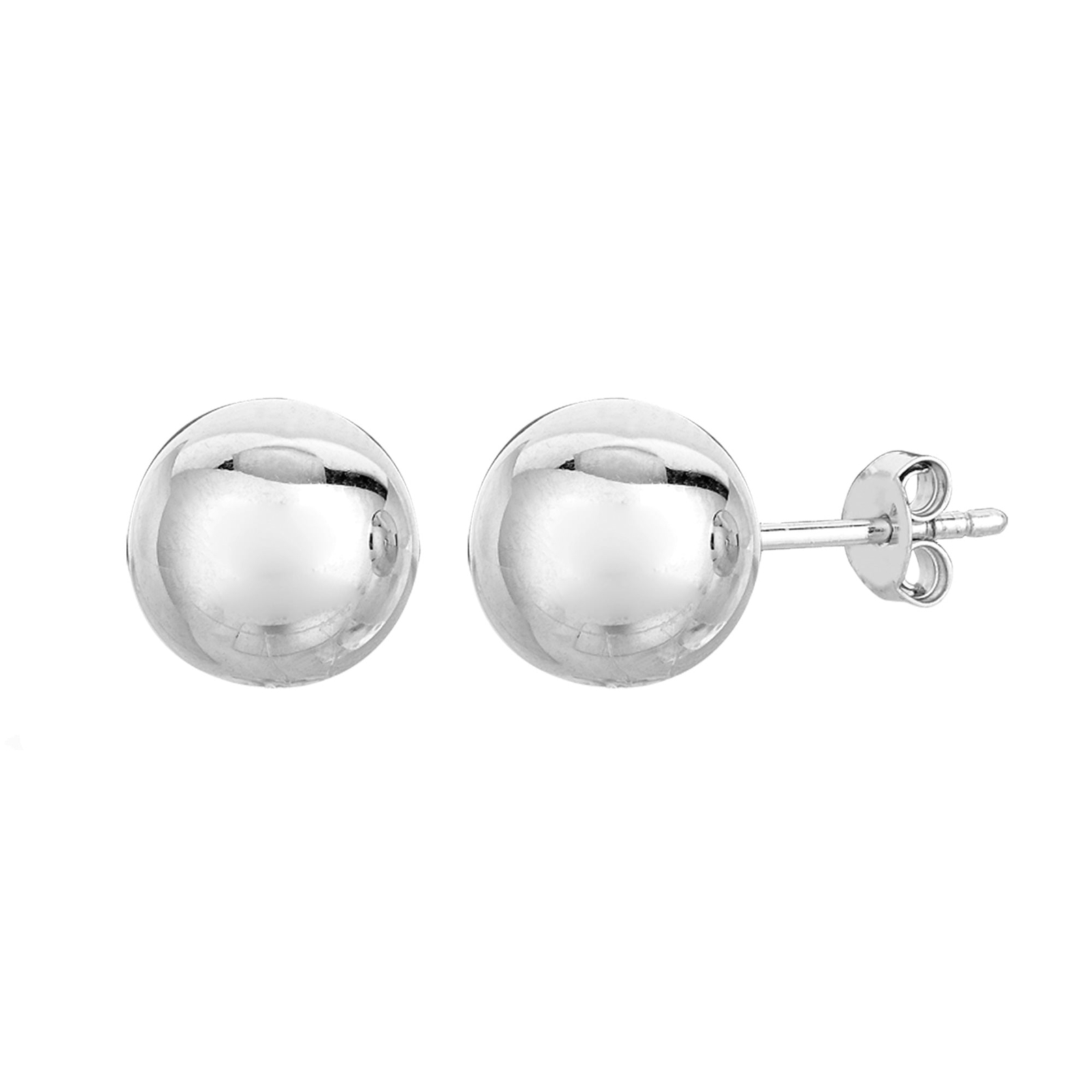 Sterling Silver Ball Stud Earrings, 8mm