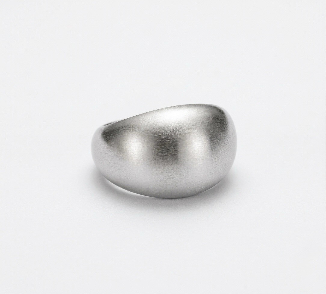 Limited Edition French Dome Ring – Brushed Silver Platinum Plated