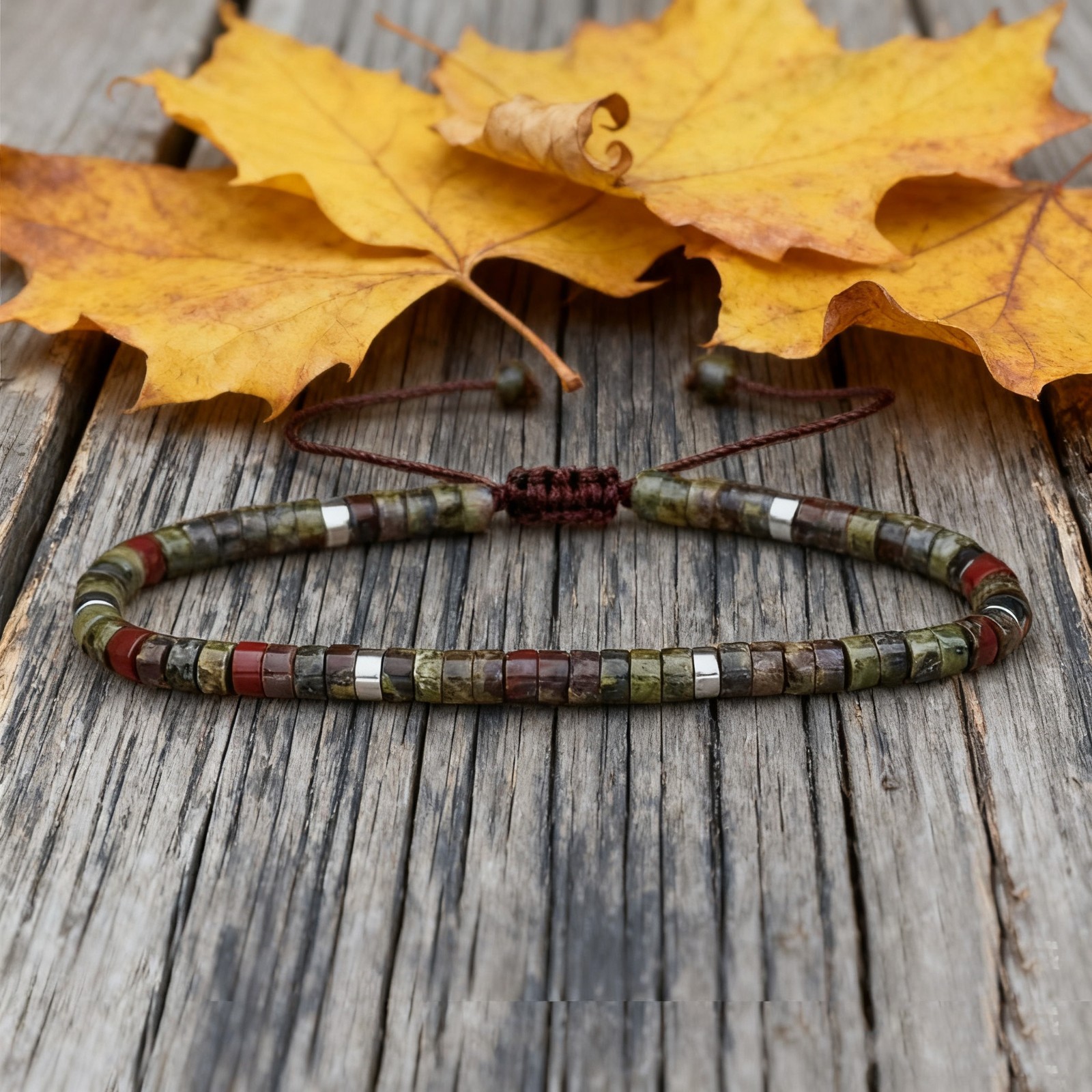 Natural Dragon Bloodstone Dainty Bracelet Healing Crystal Gemstone Jewelry Gifts