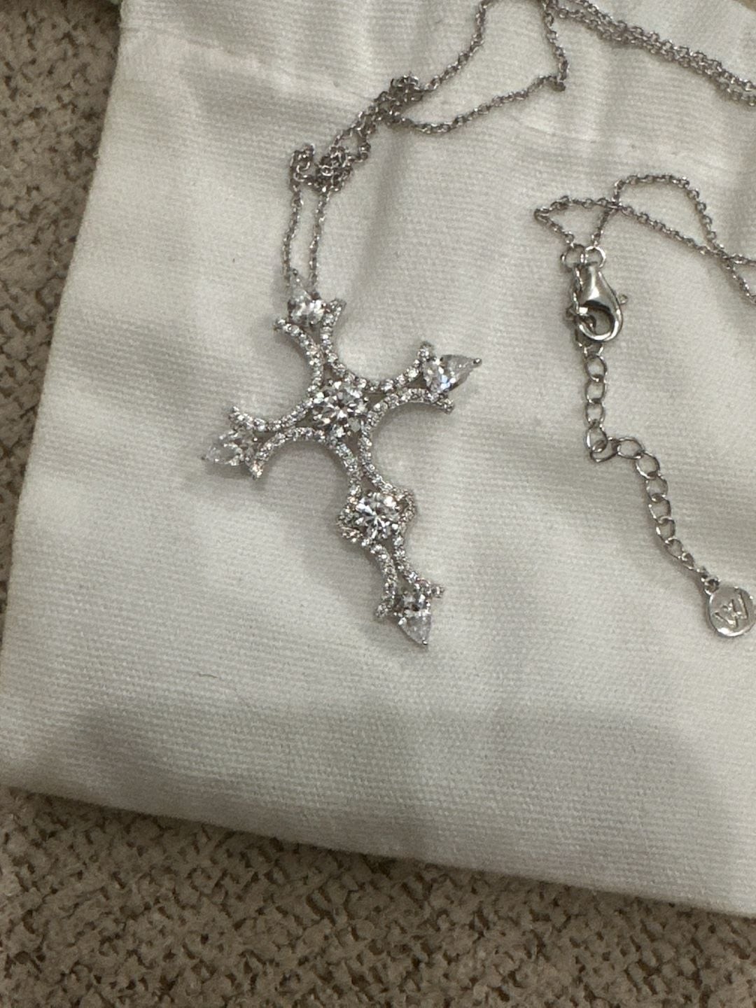 Crislu Pavé Cluster Cubic Zirconia Cross Pendant Necklace