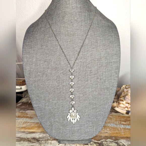 Park Lane “SPARK” NECKLACE – Silver Rhodium w/ Swarovski – White – Long Y – NEW!