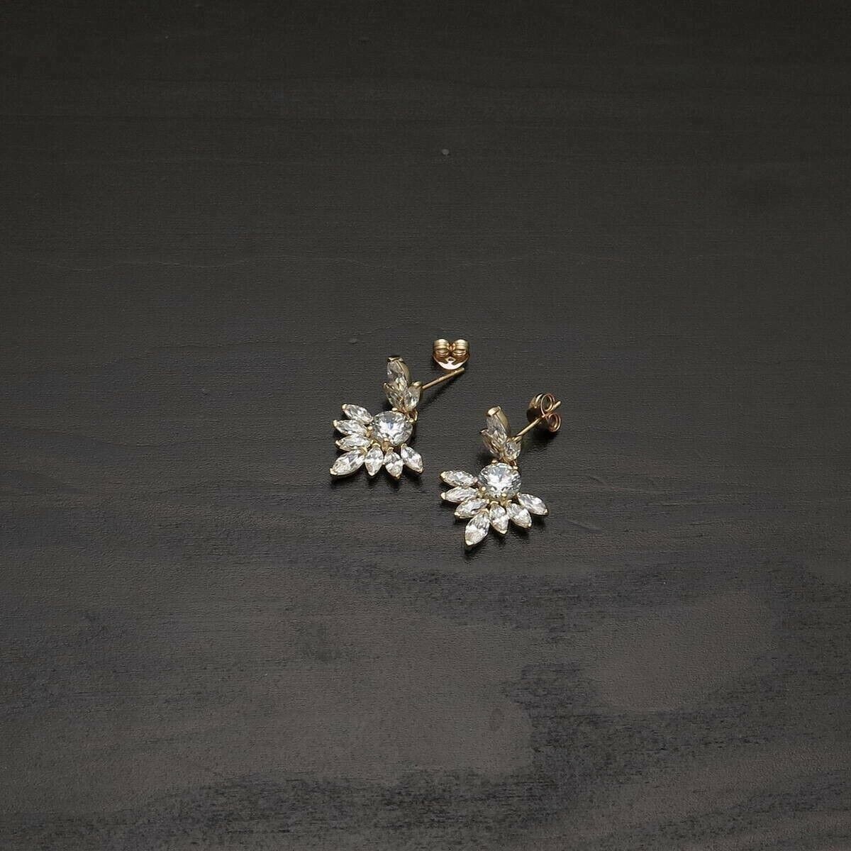 2Ct Round Cut Simulated Diamond Drop Dangle Earrings 14k White Gold Plated