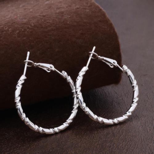 Pretty New Silver Plated Concise Design 1.2″ Round Hoop Earrings