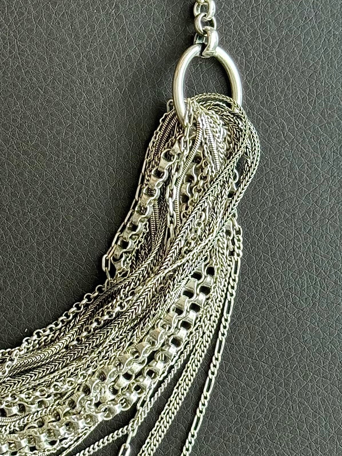 Jigsaw Layered Necklace, Silver – NEW