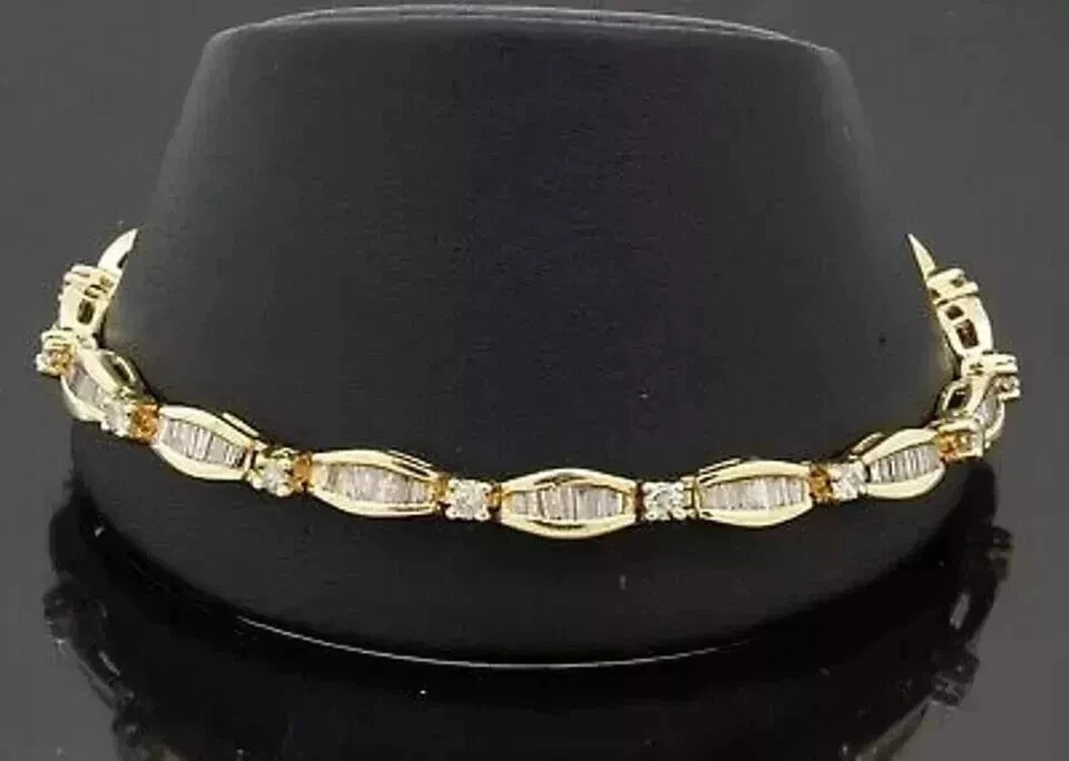 5ct Round Cut Simulated Diamond Stunning Tennis Bracelet 14k Yellow Gold Plated