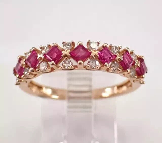 2.20Ct Princess Cut Lab Created Ruby Wedding Band Ring 14K Yellow Gold Plated