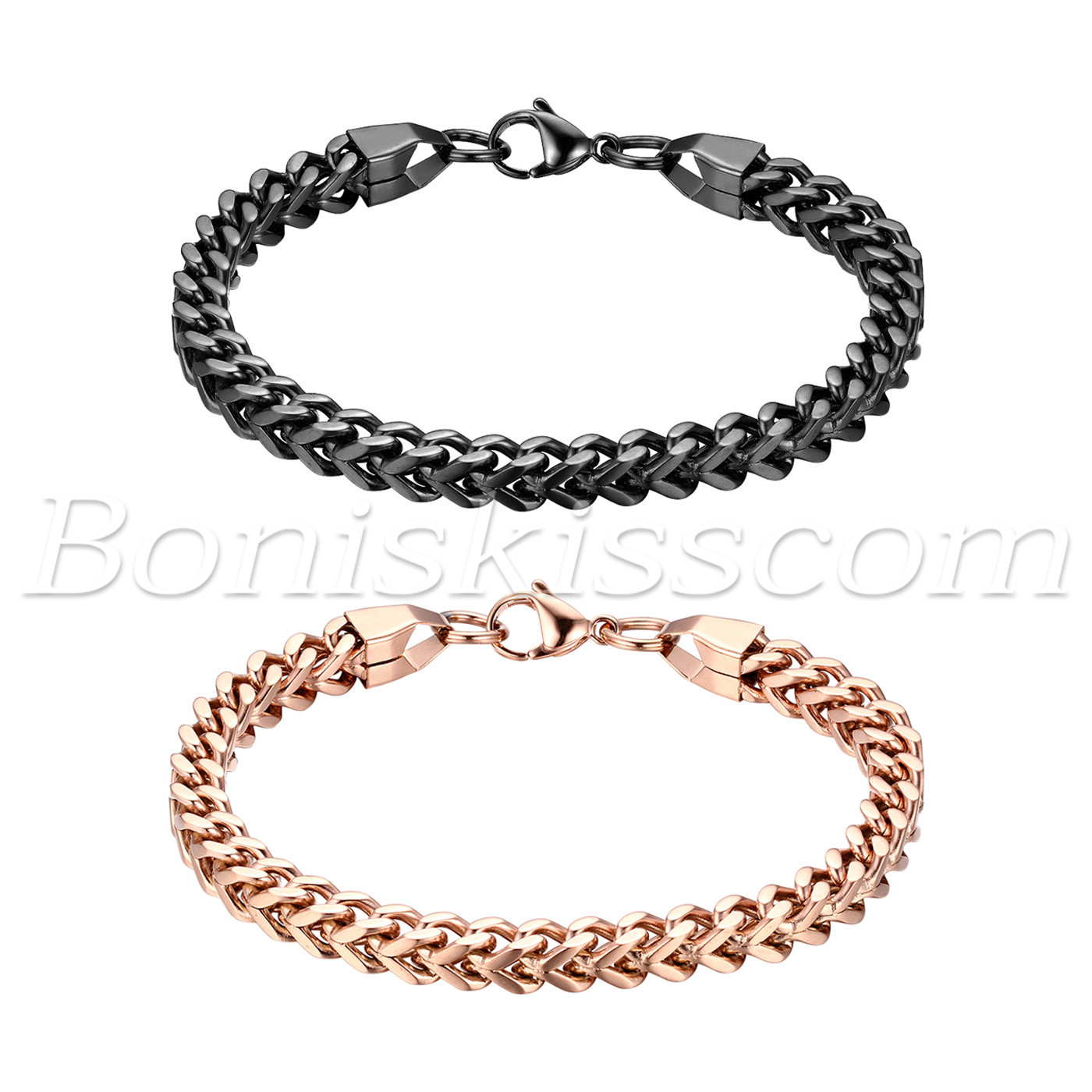 Men’s Women’s Heavy Stainless Steel Square Curb Wheat Franco Bracelet Chain Link
