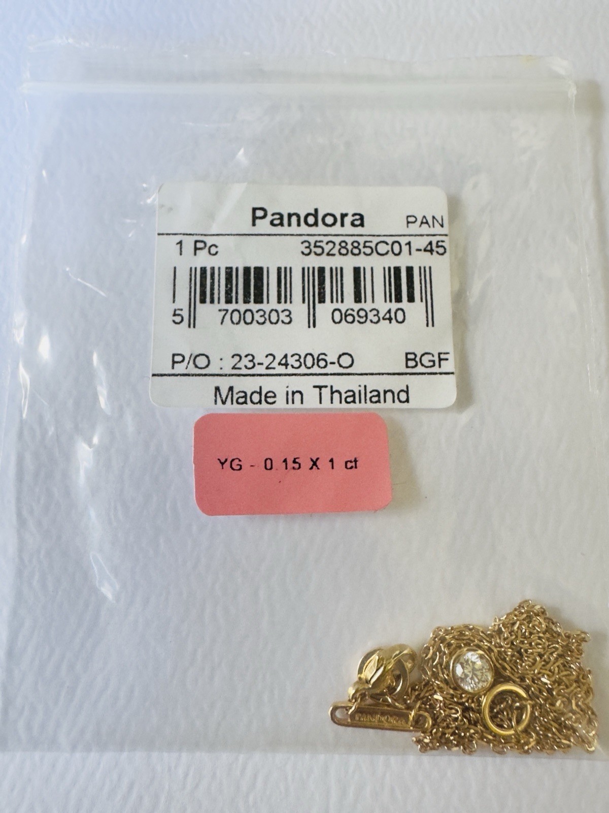 Pandora Era Bezel 14k Gold Lab-grown Diamond Pendant Necklace 0.15ct TW