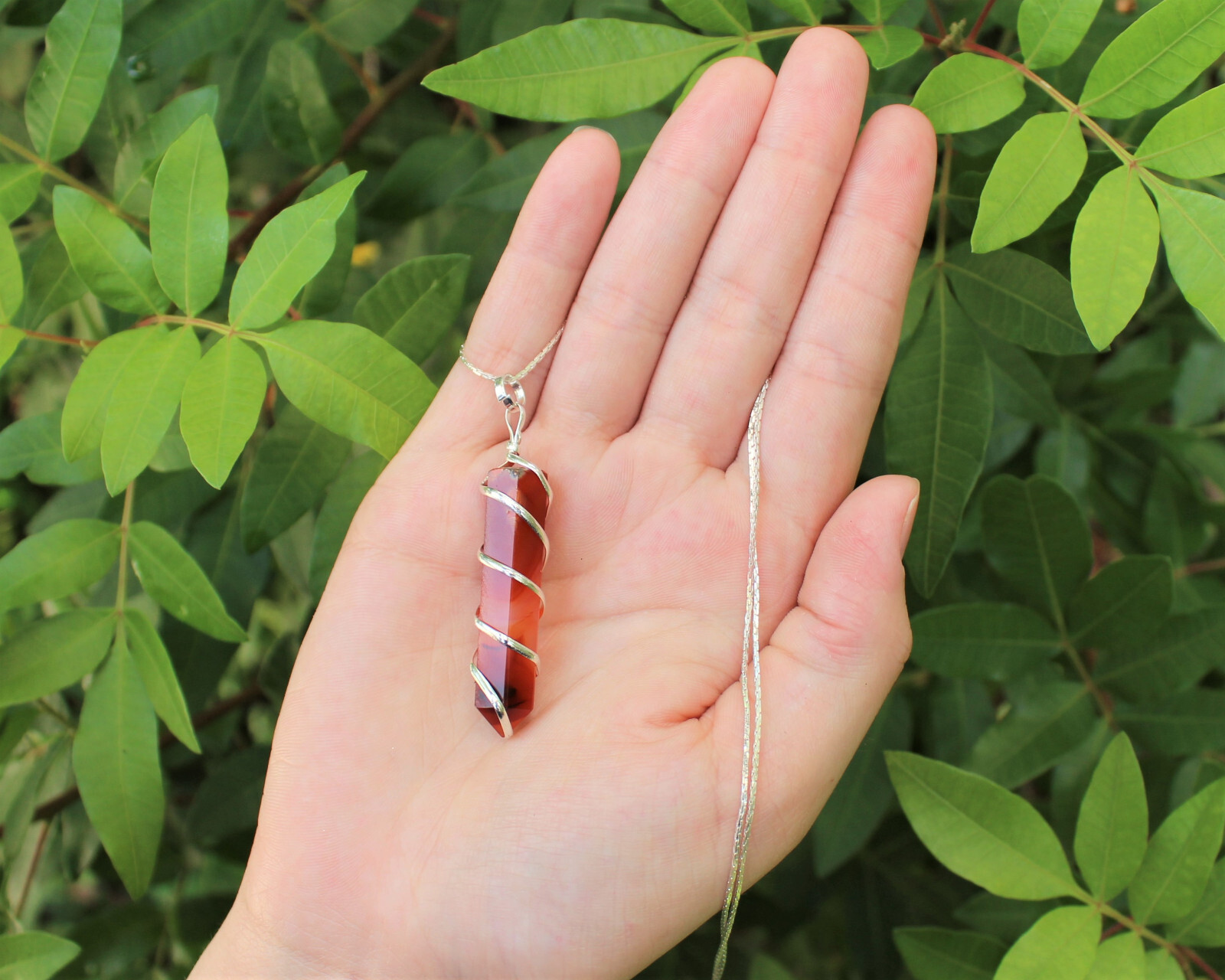Carnelian Spiral Wrapped Point Pendant / Necklace (Carnelian Point Pendant)
