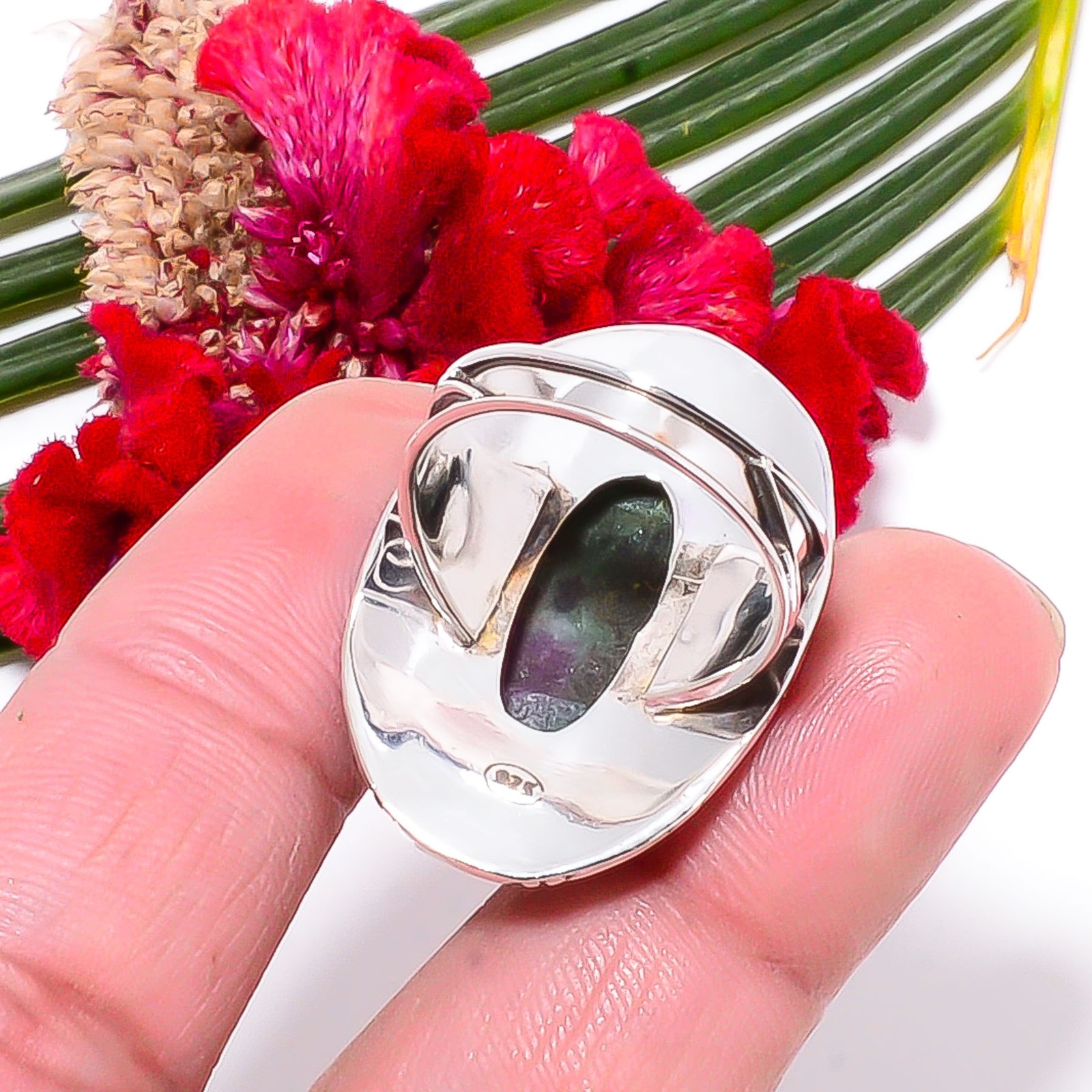 Ruby With Zoisite Fine Art Oxidised 925 Sterling Silver Ring s.9 Sk17, Christmas